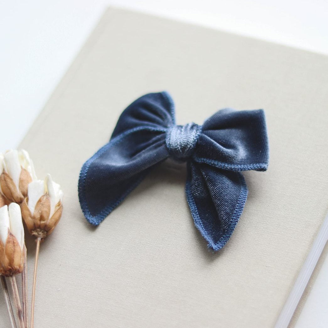 Slate Blue Velvet | Whimsy Bow Oversized Bow