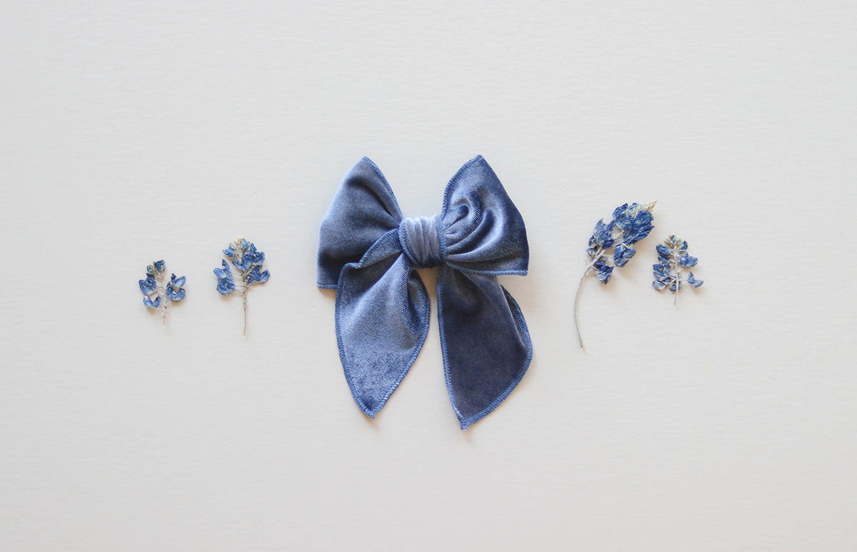 Slate Blue Velvet | Whimsy Bow