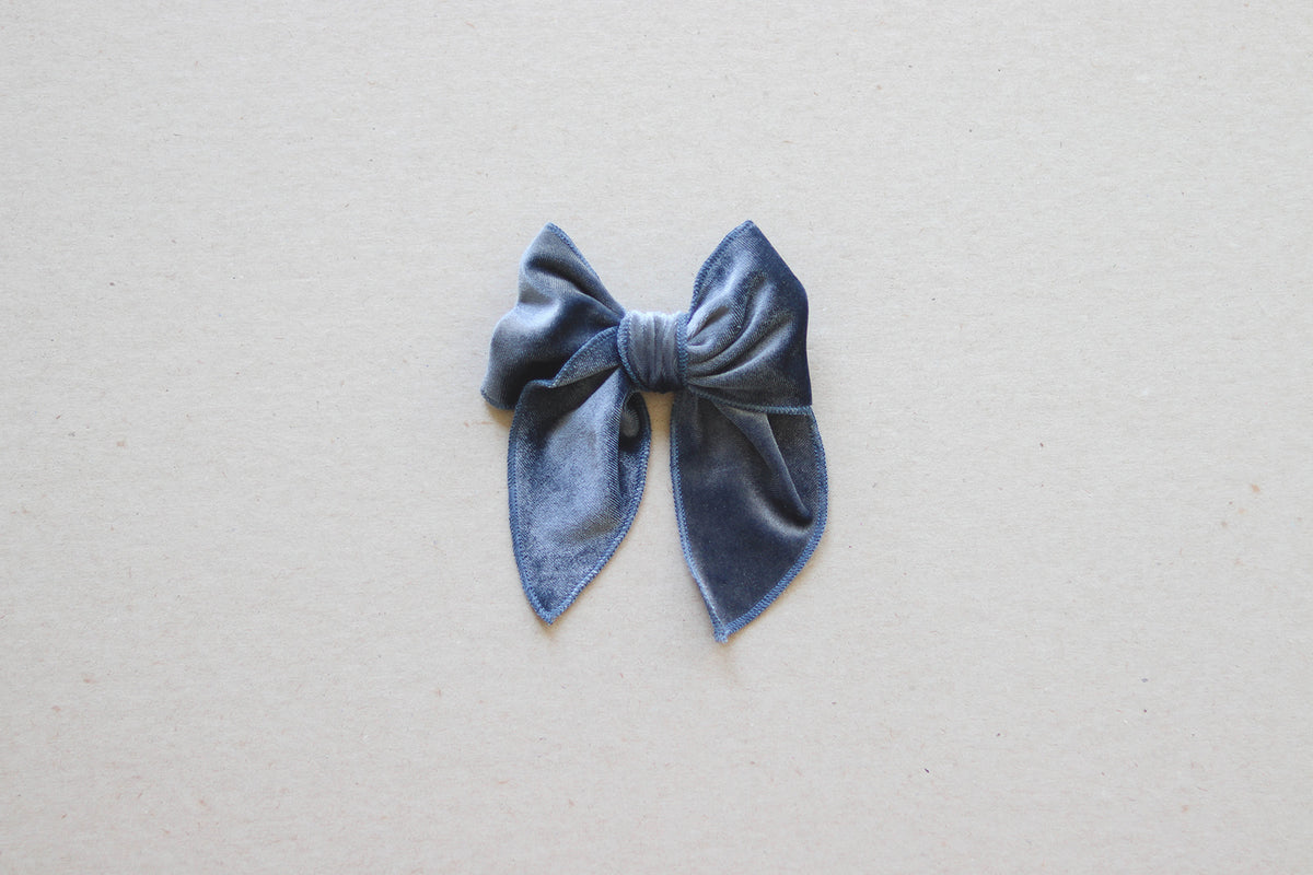 Slate Blue Velvet | Whimsy Bow